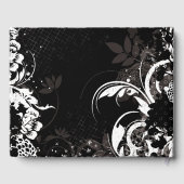 D'or Livre d'invité Mariage Floral Blanc Noir (Verso)