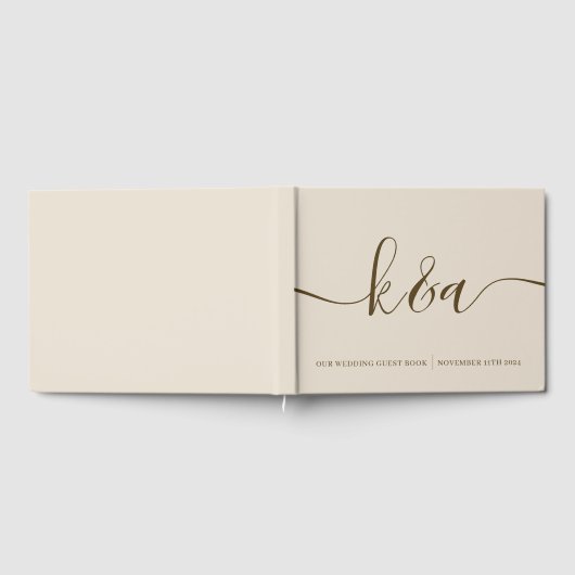 D'or Livre d'invité Mariage monogramme (Complet)