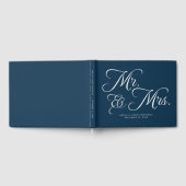 D'or Livre d'invité mariage, Mr & Mrs, Marine et blanc (Complet)