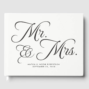 D'or Livre d'invité mariage, Mr & Mrs, noir et blanc