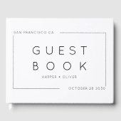 D'or Livre d'invité Mariage noir et blanc simple (Recto)