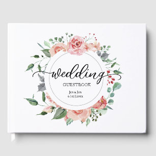 D'or Livre d'invité Mariage Pink Magnolia
