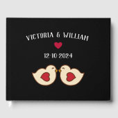 D'or Livre d'invité Mariage Retro Inséparables personna (Recto)