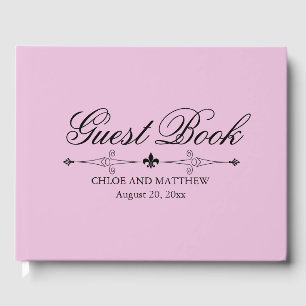 D'or Livre d'invité Mariage rose clair, Texte noir, Per