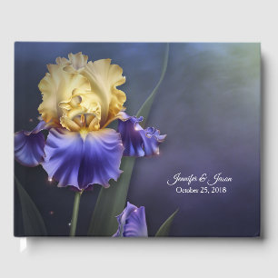 D'or Livre d'invité Mariage Violet et Jaune Iris