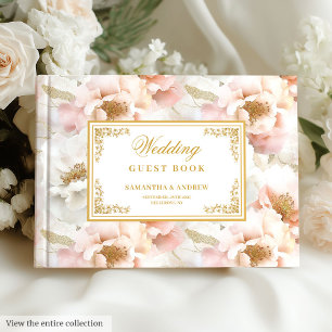D'or Livre d'invité minimaliste éthérée rose pastel