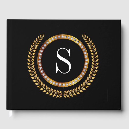 D'or Livre d'invité Monogramme sophistiqué (Recto)