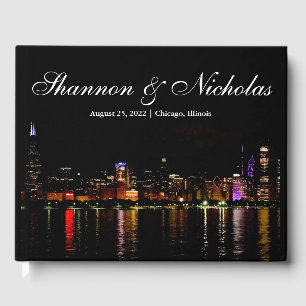 D'or Livre d'invité personnalisé Chicago Skyline
