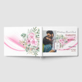 D'or Livre d'invité Pink Wave & Floral Mariage (Complet)