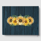 D'or Livre d'invité Rustic Blue Sunflower Mariage (Verso)