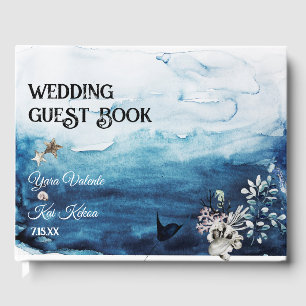 D'or Livre d'invité Rustic Ocean Mariage