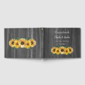 D'or Livre d'invité Rustic Patiné Mariage Sunflower (Complet)
