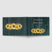 D'or Livre d'invité Rustic Turquoise Mariage Sunflower (Complet)