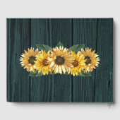 D'or Livre d'invité Rustic Turquoise Mariage Sunflower (Verso)
