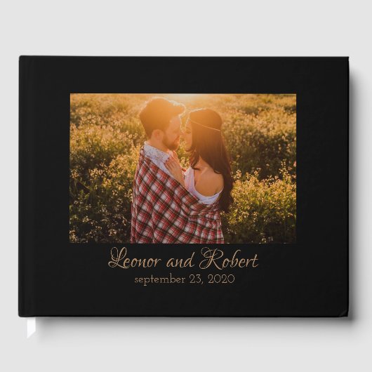 D'or Livre d'invité simple Mariage photo (Recto)