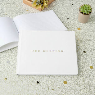 D'or Livre d'invité très simple et minimal du mariage