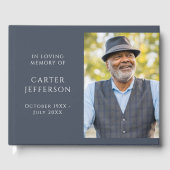 D'or Livre d'invités Blue Grey Photo Memorial (Recto)