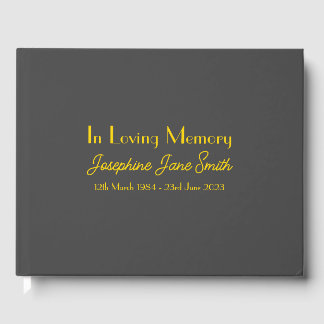 D'or Livre d'invités commémoratif funéraire minimal per