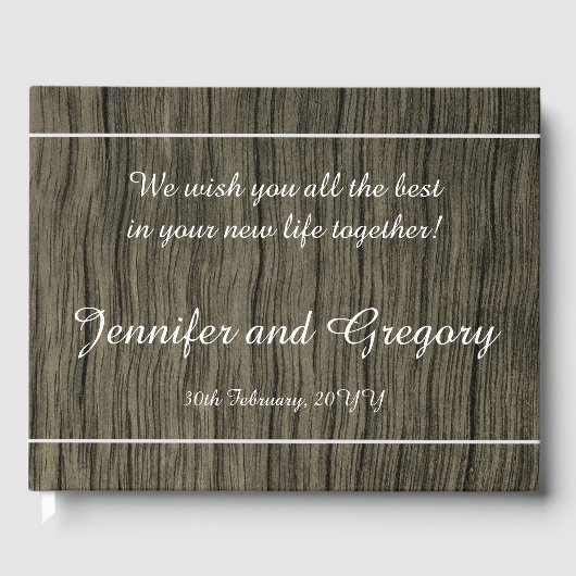 D'or Livre d'invités de mariage rustique, simple et élé (Recto)