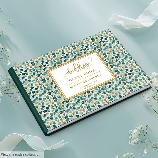 D'or Livre D'Invités Dreamed Deep Green Et Gold Mariage