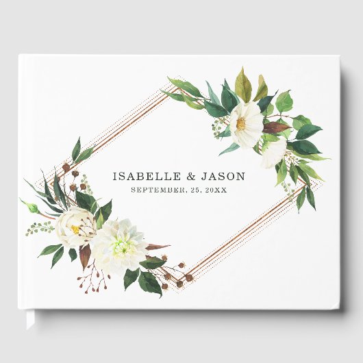 D'or Livre d'invités du cadre de roses blanches (Recto)