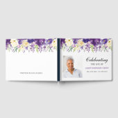 D'or Livre d'invités funéraires avec fleurs violettes e (Complet)