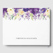 D'or Livre d'invités funéraires avec fleurs violettes e (Verso)