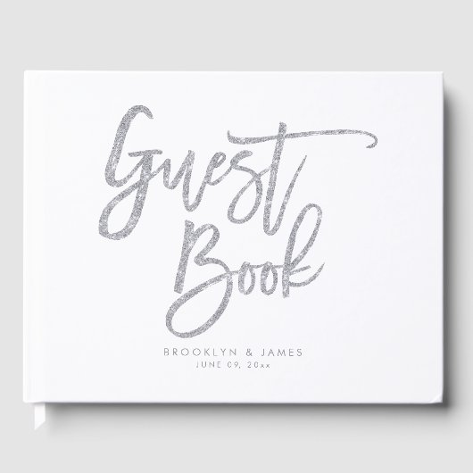 D'or Livre D'Invités Mariage Blanc Et Argent (Recto)