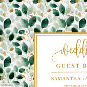 D'or Livre D'Invités Mariage Design Dark Green Et Gold