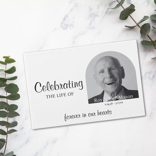 D'or Livre d'invités photos de funérailles simples