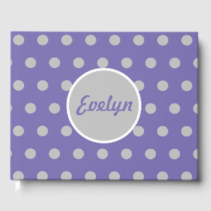 D'or Livre d'invités Polka Dot Personnalisé (Lavande & 