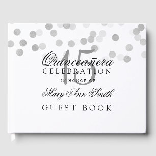 D'or Livre d'invités Quinceanera Silver Foil Parties sc