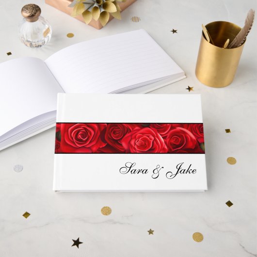 D'or Livre d'invités Red Roses (Recto ouvert)
