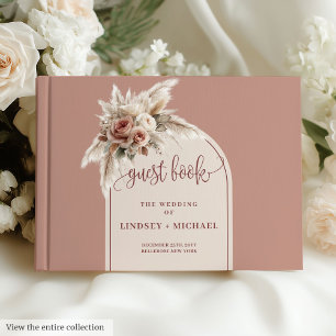 D'or Livre minimaliste Pampas rose Dusty Floral Mariage