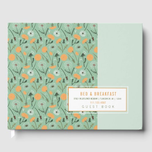 D'or Location Livre d'invité Dandelion Orange Floral (Recto)