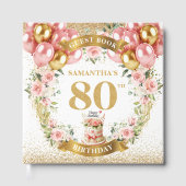 D'or Magnifique 80ème Anniversaire Livre d'Invité Boho  (Recto)
