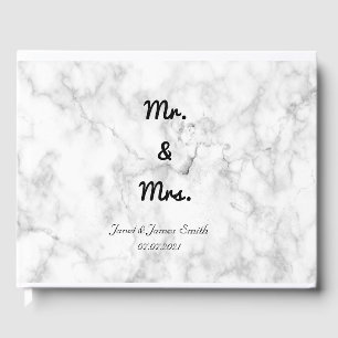 D'or Marbre élégant Mr & Mrs Script Mariage Livre d'inv