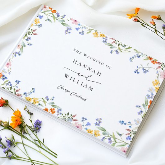 D'or Mariage fleur sauvage Livre d'invité