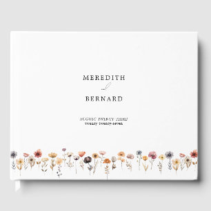 D'or Mariage floral coloré Monogramme Livre d'invité