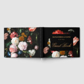 D'or Mariage Livre d'hôtes Dark Black Red Floral (Complet)