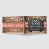 D'or Mariage Livre d'hôtes Wood Rustic Lights Red Check (Complet)