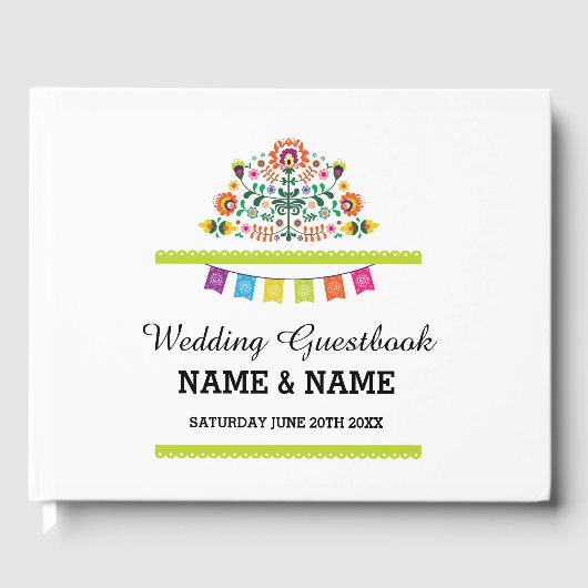 D'or Mariage Livre d'invité Fiesta Mexique Floral Rusti (Recto)