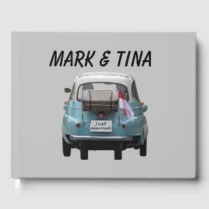 D'or Mariage Livre d'invité "voiture mariée" sur mesure