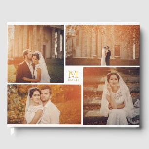 D'or Mariage moderne Monogramme 4 Photo Collage Livre d