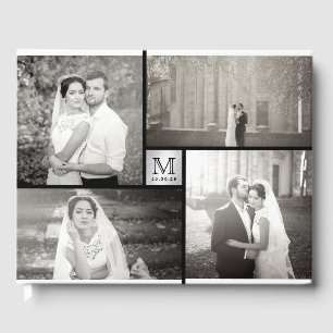D'or Mariage moderne Monogramme 4 Photo Collage Livre d