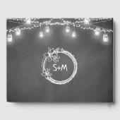 D'or Mariage rustique Mason Jar Livre d'invité noir (Verso)