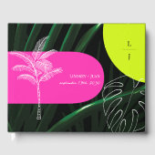 D'or Monogram Neon Arches Mariage tropical Livre d'invi (Recto)