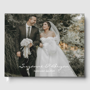 D'or Monogramme moderne simple Mariage photo livre d'hô