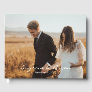 D'or Monogramme moderne simple Mariage photo livre d'hô