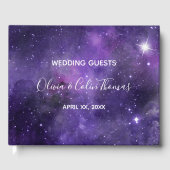 D'or Night Sky Starlight Purple Mariage Livre d'invité (Recto)